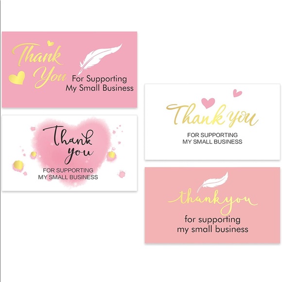 NEW Posh Package "Thank you!" Gift Wrap Set Pink & Gold Foil Cards 4 Designs - Picture 5 of 7